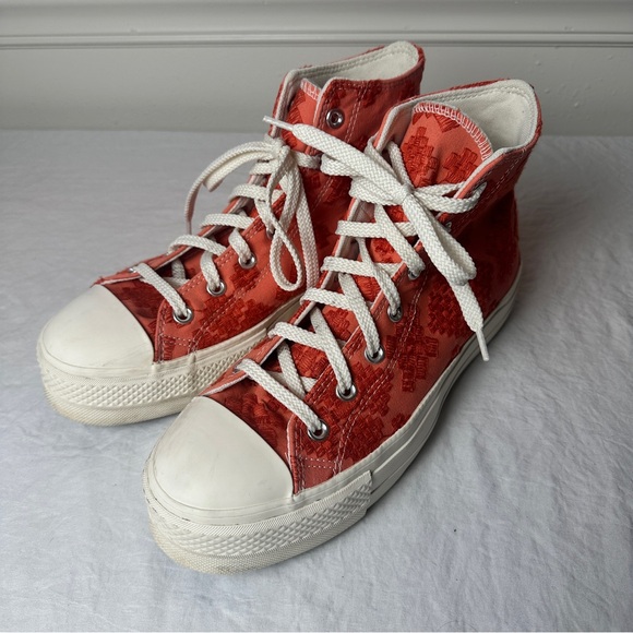 Converse Vibrant Coral Patterned High-Top Sneakers - Picture 2 of 7
